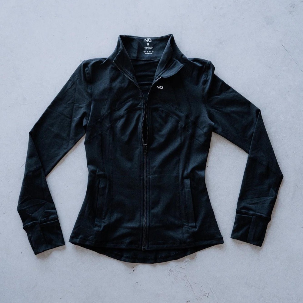 NFQ Never F*cking Quit Women's Covert‎ Black Zip Up Track Workout Jacket
